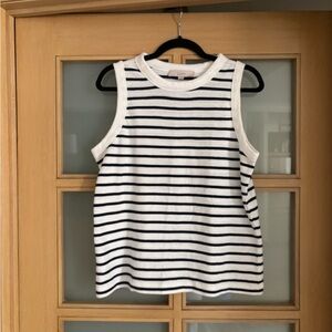 LOFT Navy and White Striped Tank Top